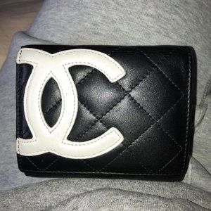 Chanel Black Quilted Lambskin Trifold Wallet